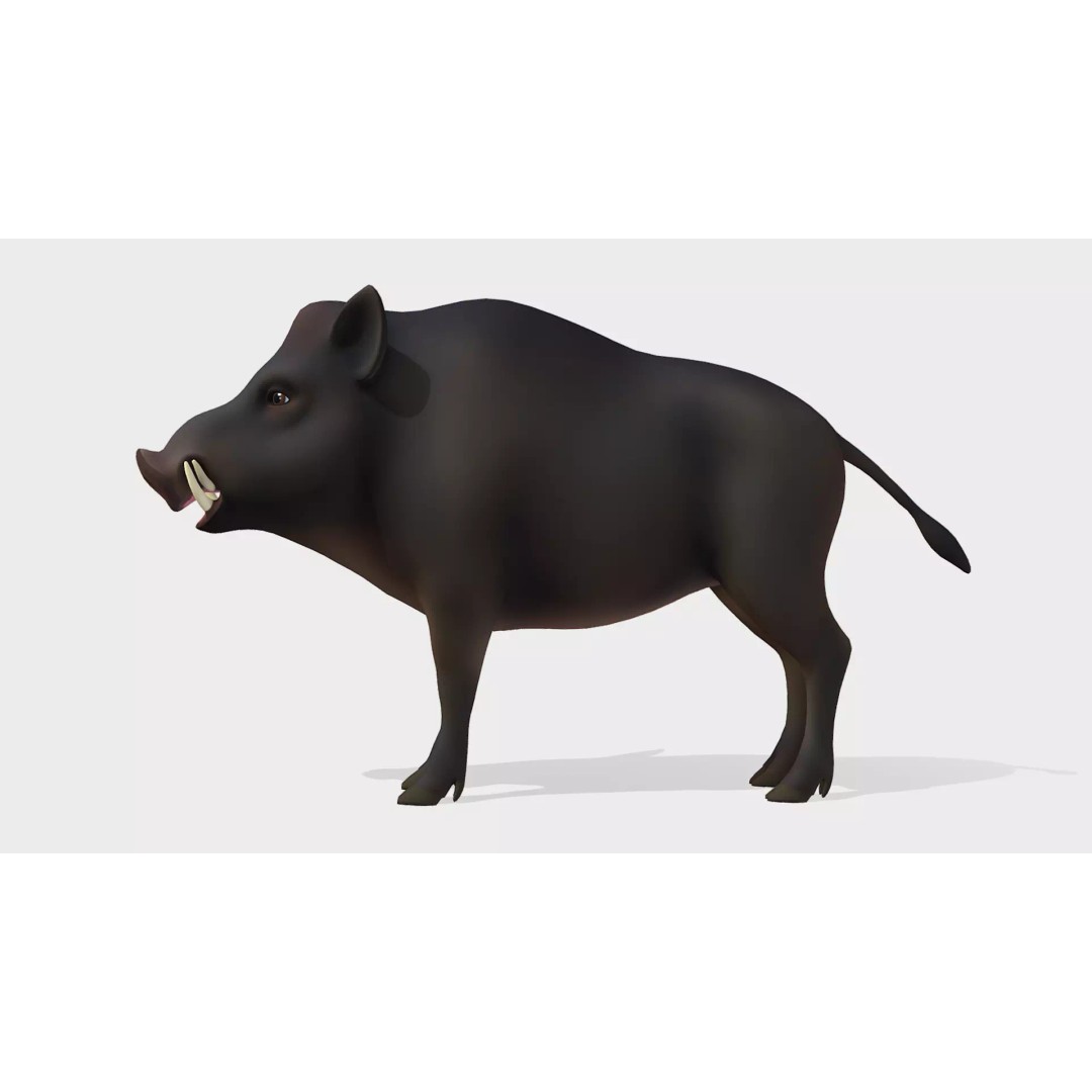Cartoon Boar 3D Model – Low Poly Animated Character, FBX - View 5
