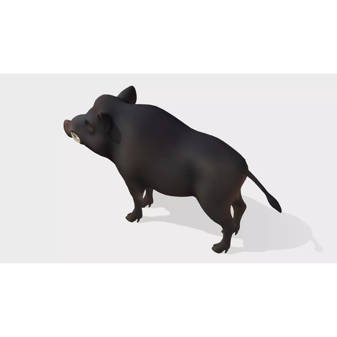 Cartoon Boar 3D Model – Low Poly Animated Character, FBX - View 6