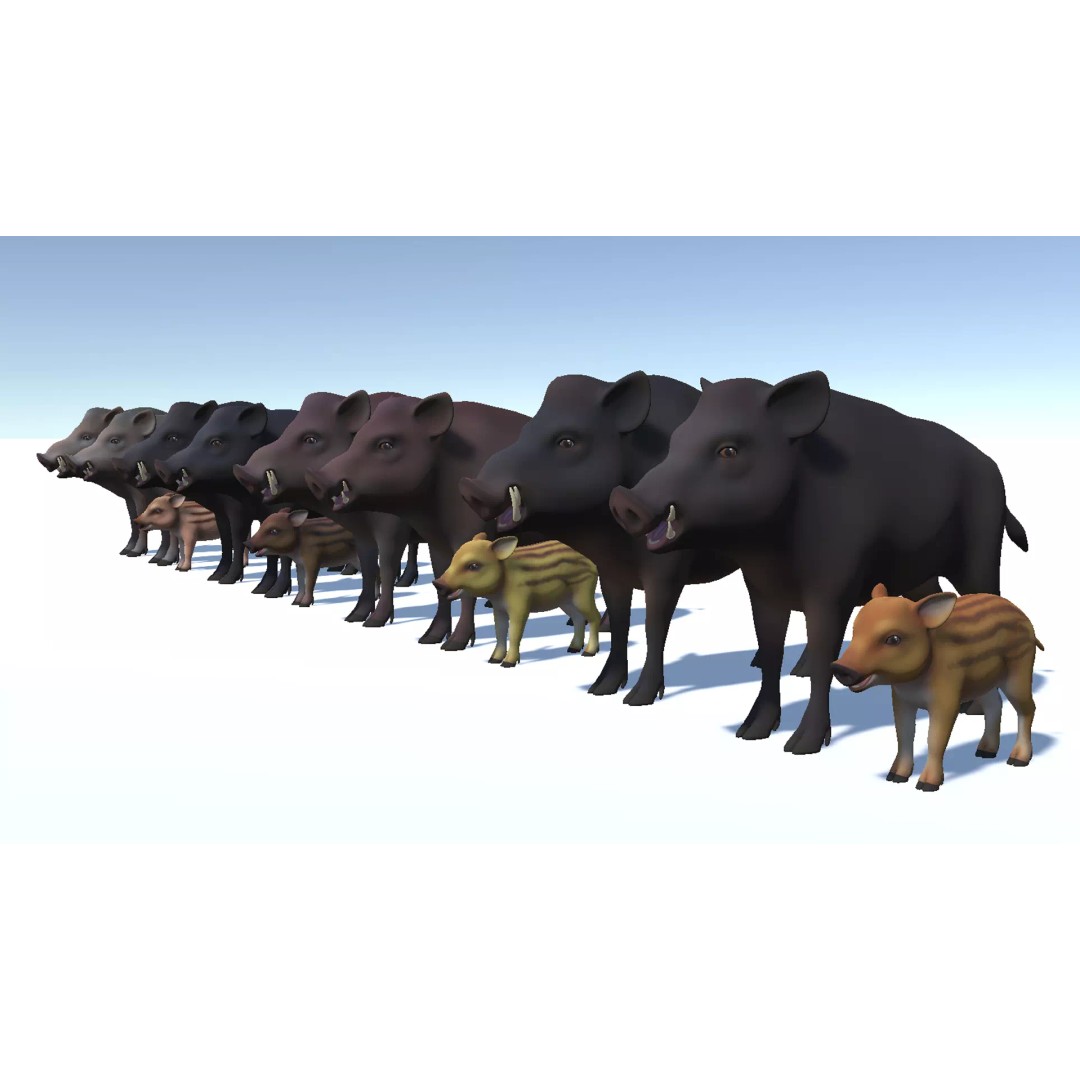 Cartoon Boar 3D Model – Low Poly Animated Character, FBX - View 9