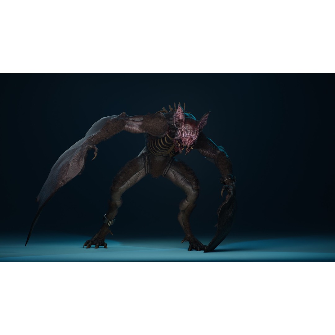Mutant Bat 3D Model – Low Poly Animated Fantasy Character, FBX - View 10