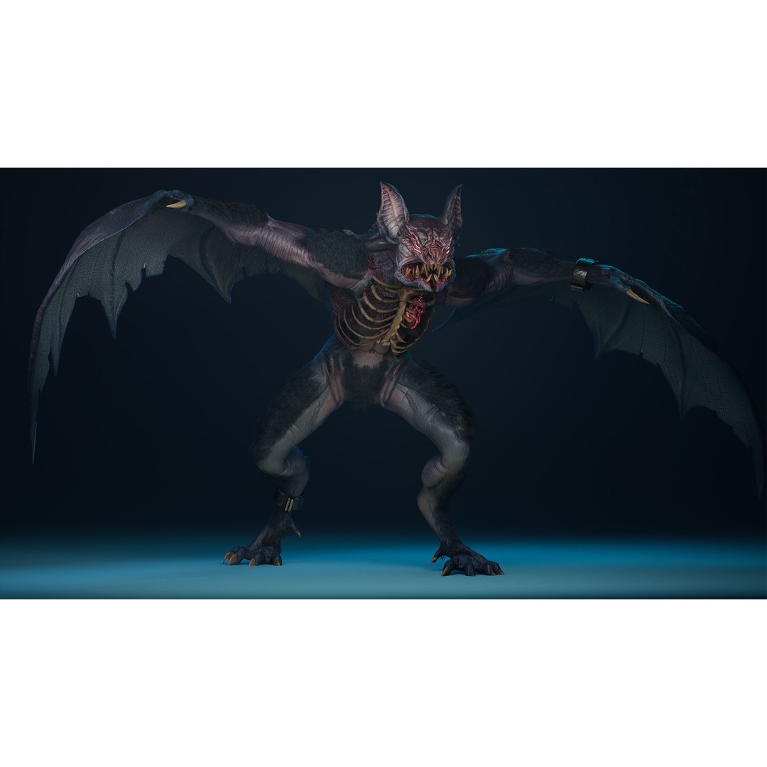 Mutant Bat 3D Model – Low Poly Animated Fantasy Character, FBX - View 5