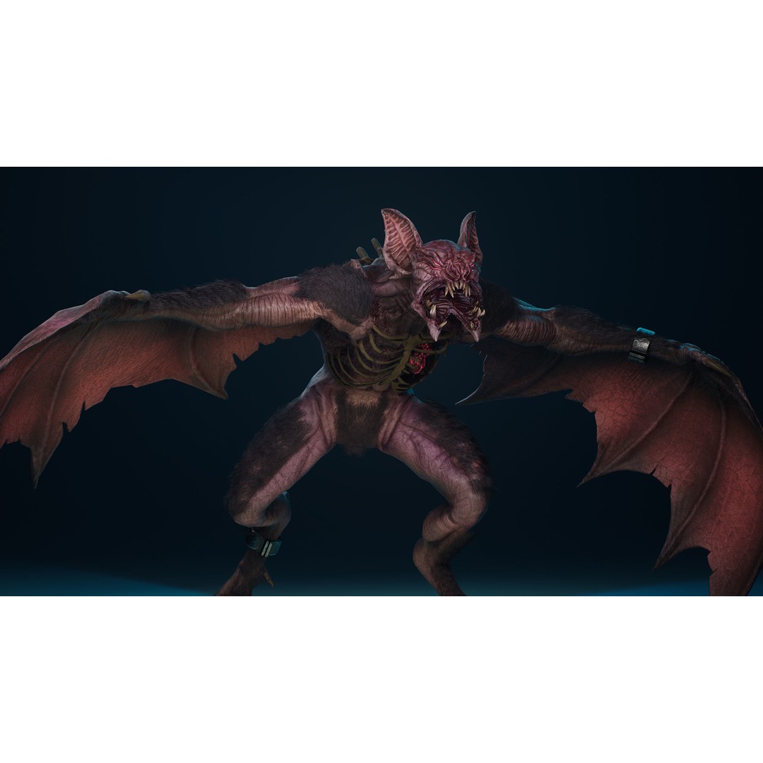 Mutant Bat 3D Model – Low Poly Animated Fantasy Character, FBX - View 7