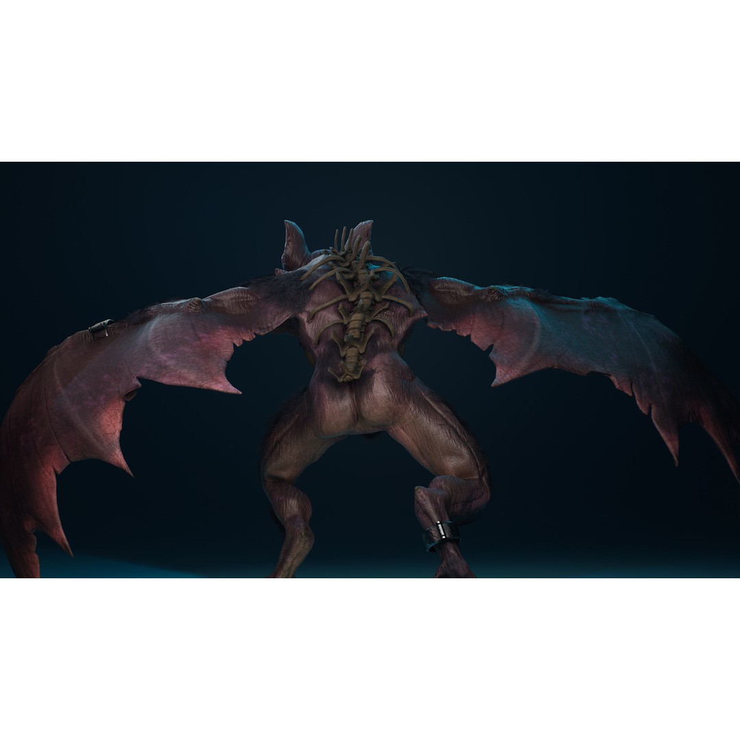 Mutant Bat 3D Model – Low Poly Animated Fantasy Character, FBX - View 8