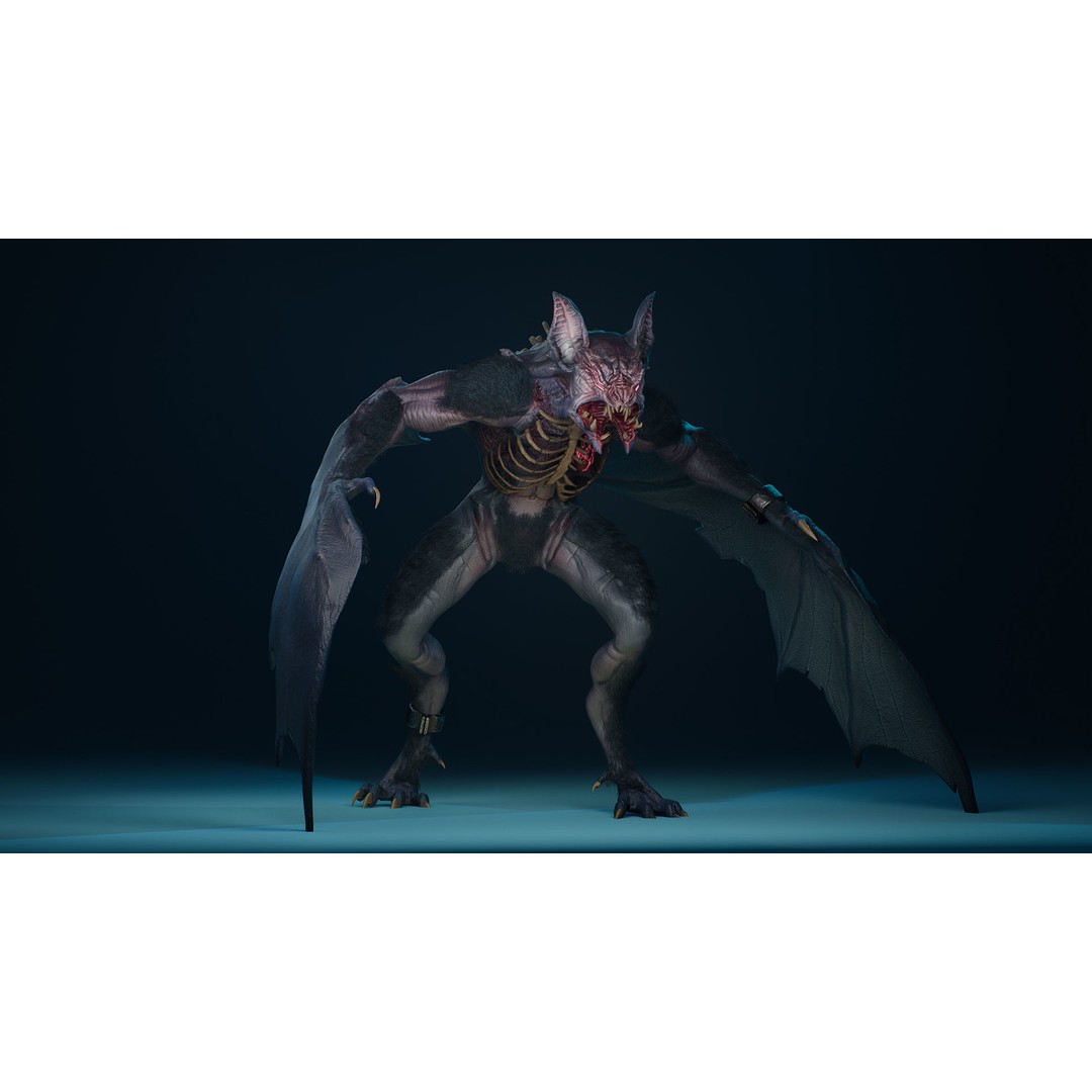 Mutant Bat 3D Model – Low Poly Animated Fantasy Character, FBX - View 9
