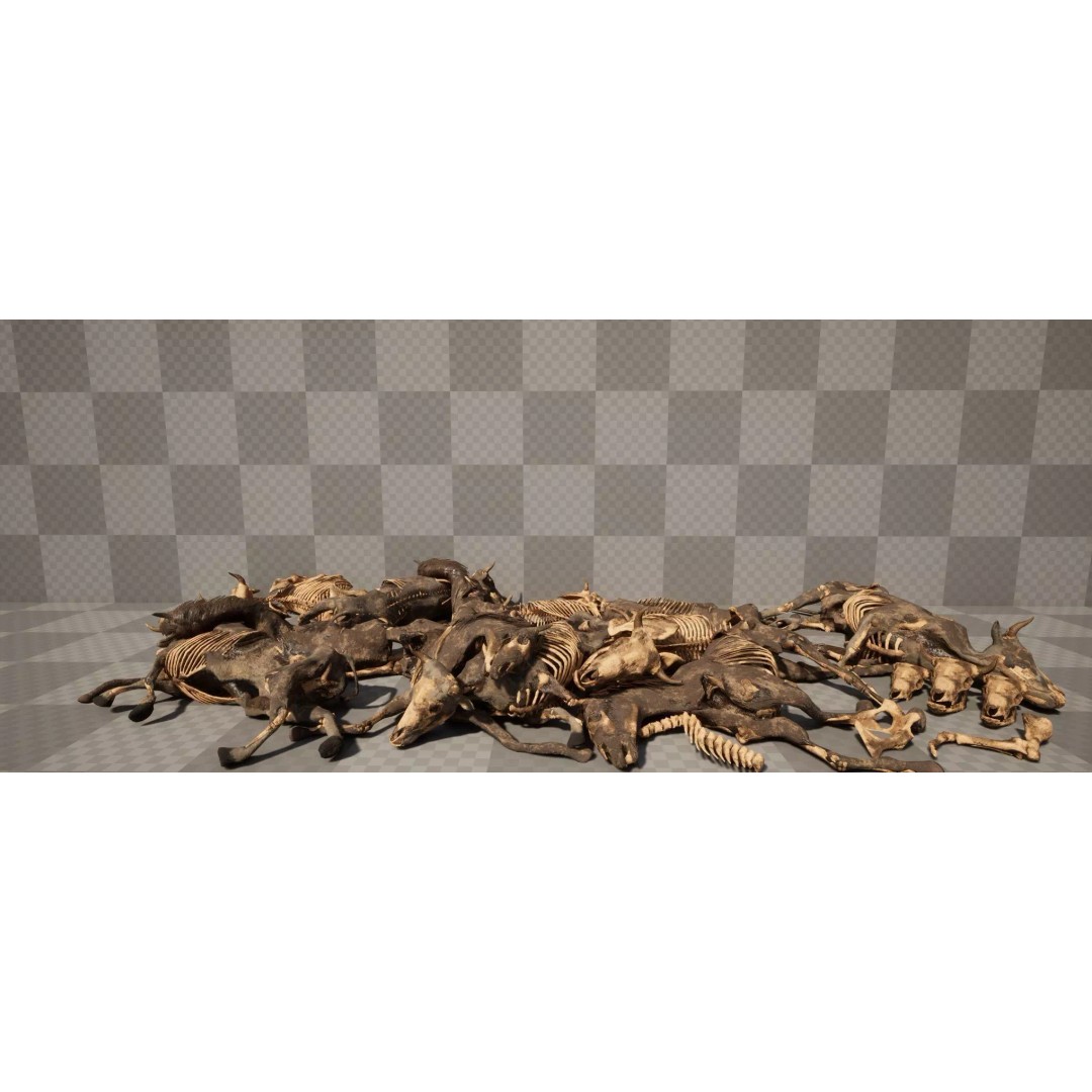 Dead Farm Animals 3D Model – Low Poly PBR Game Asset, FBX - View 2