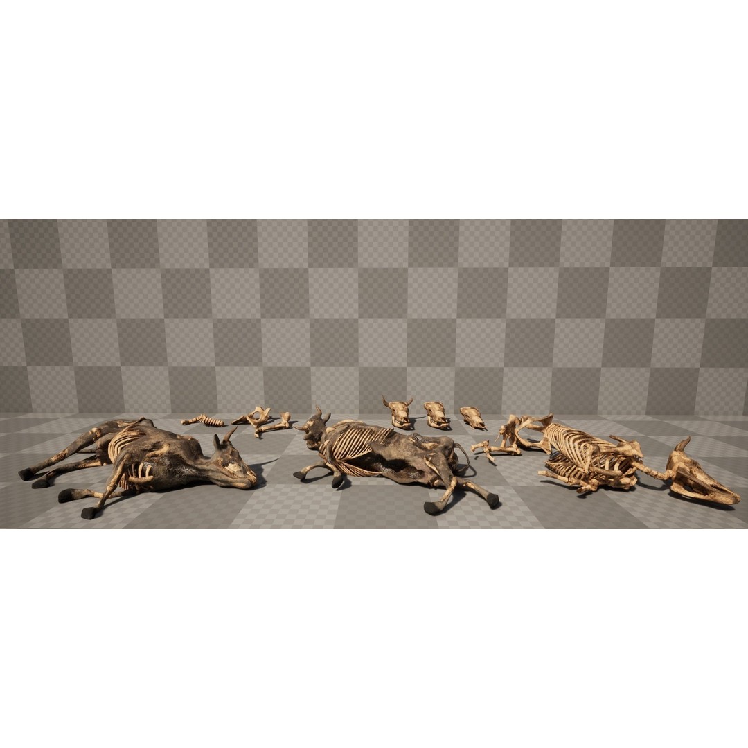 Dead Farm Animals 3D Model – Low Poly PBR Game Asset, FBX - View 4