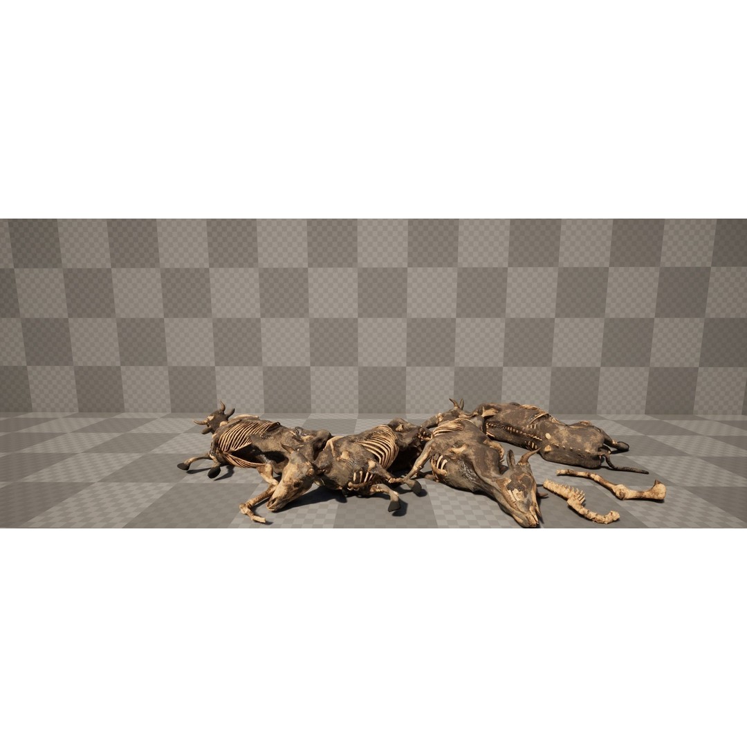Dead Farm Animals 3D Model – Low Poly PBR Game Asset, FBX - View 5