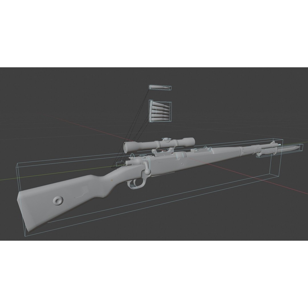 Karabiner 98k 3D Model – Low-Poly Rigged Military Weapon, FBX, OBJ, Blender