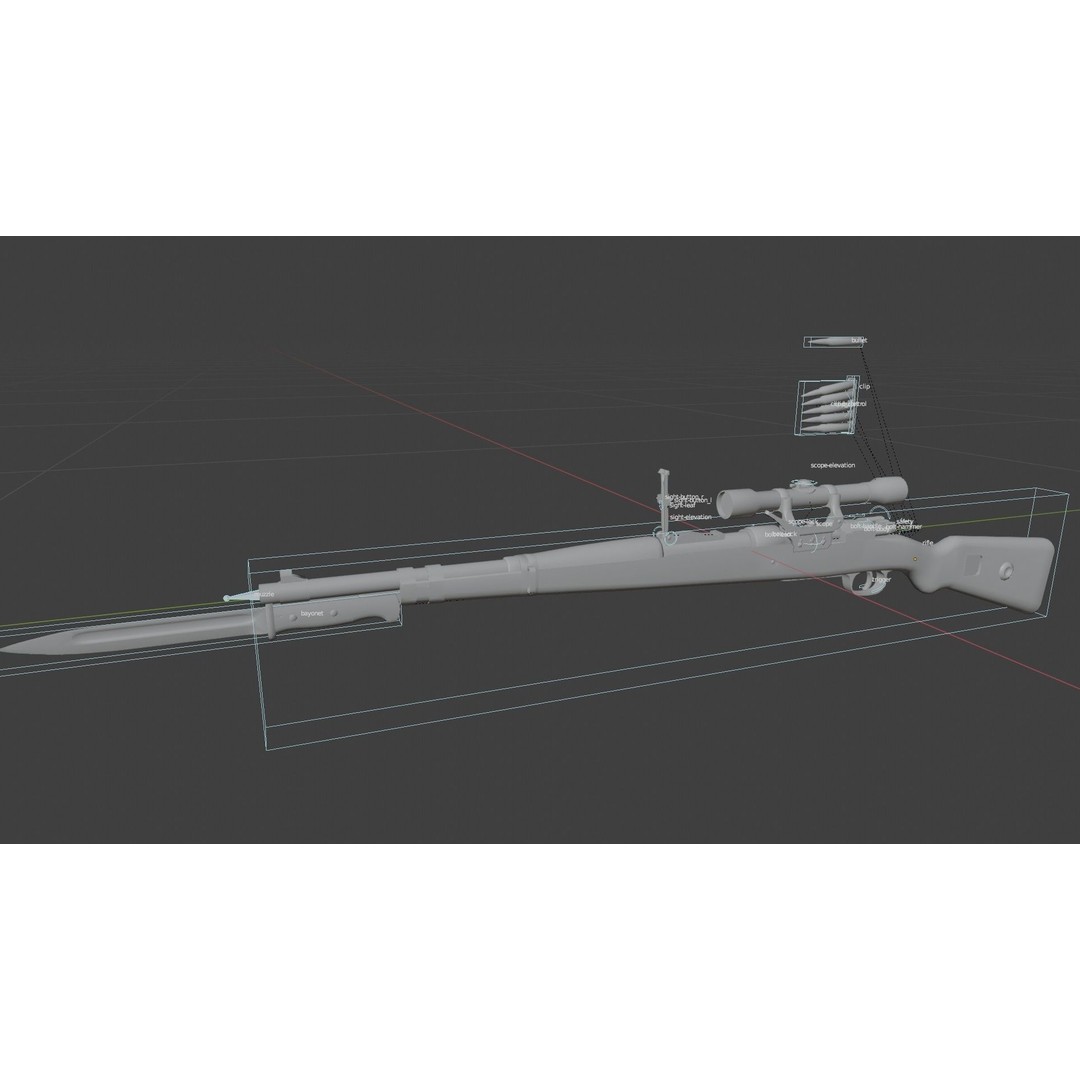 Karabiner 98k 3D Model – Low-Poly Rigged Military Weapon, FBX, OBJ, Blender - View 15