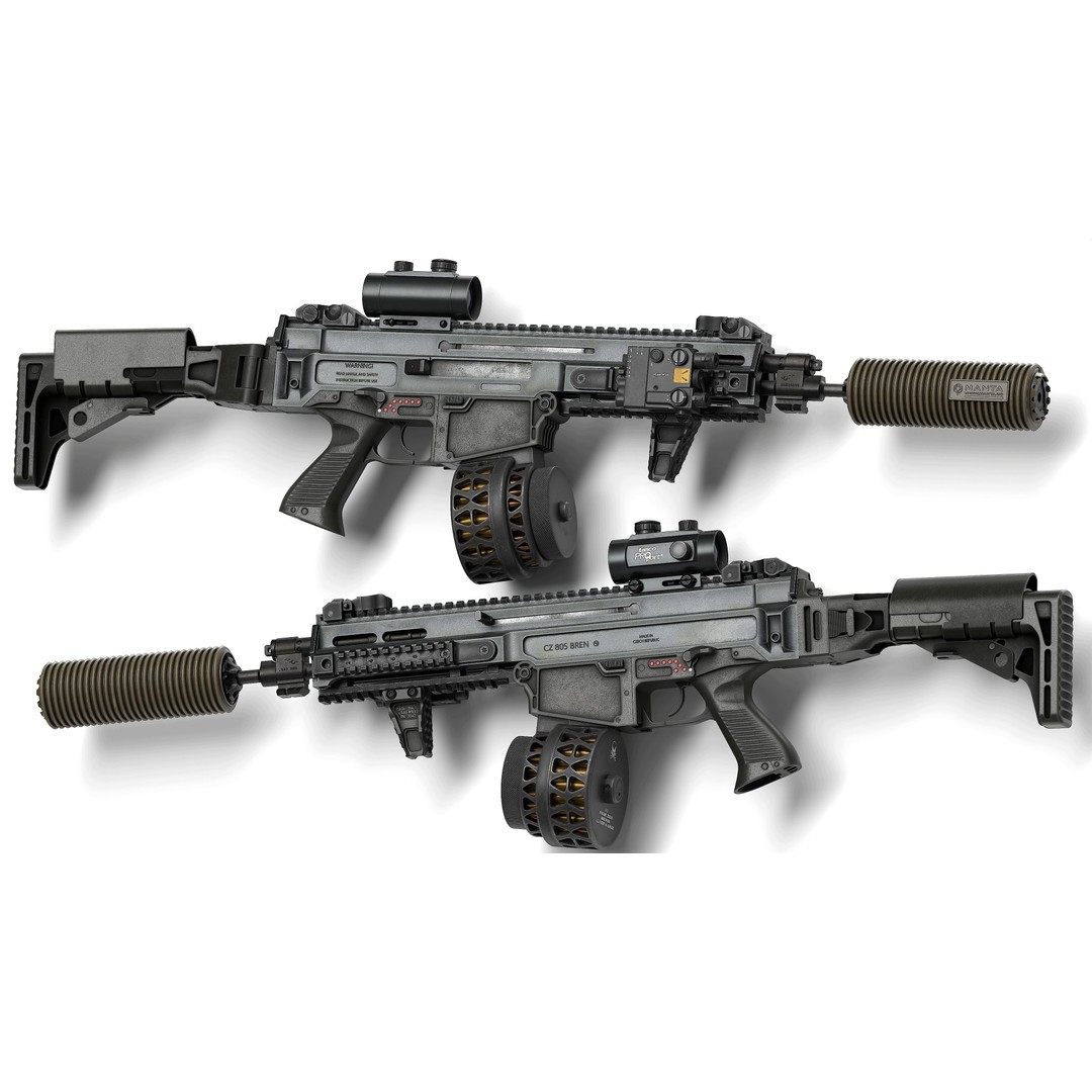Manta Suppressor Cover 3D Model – Low Poly Game Ready Asset, FBX - View 11