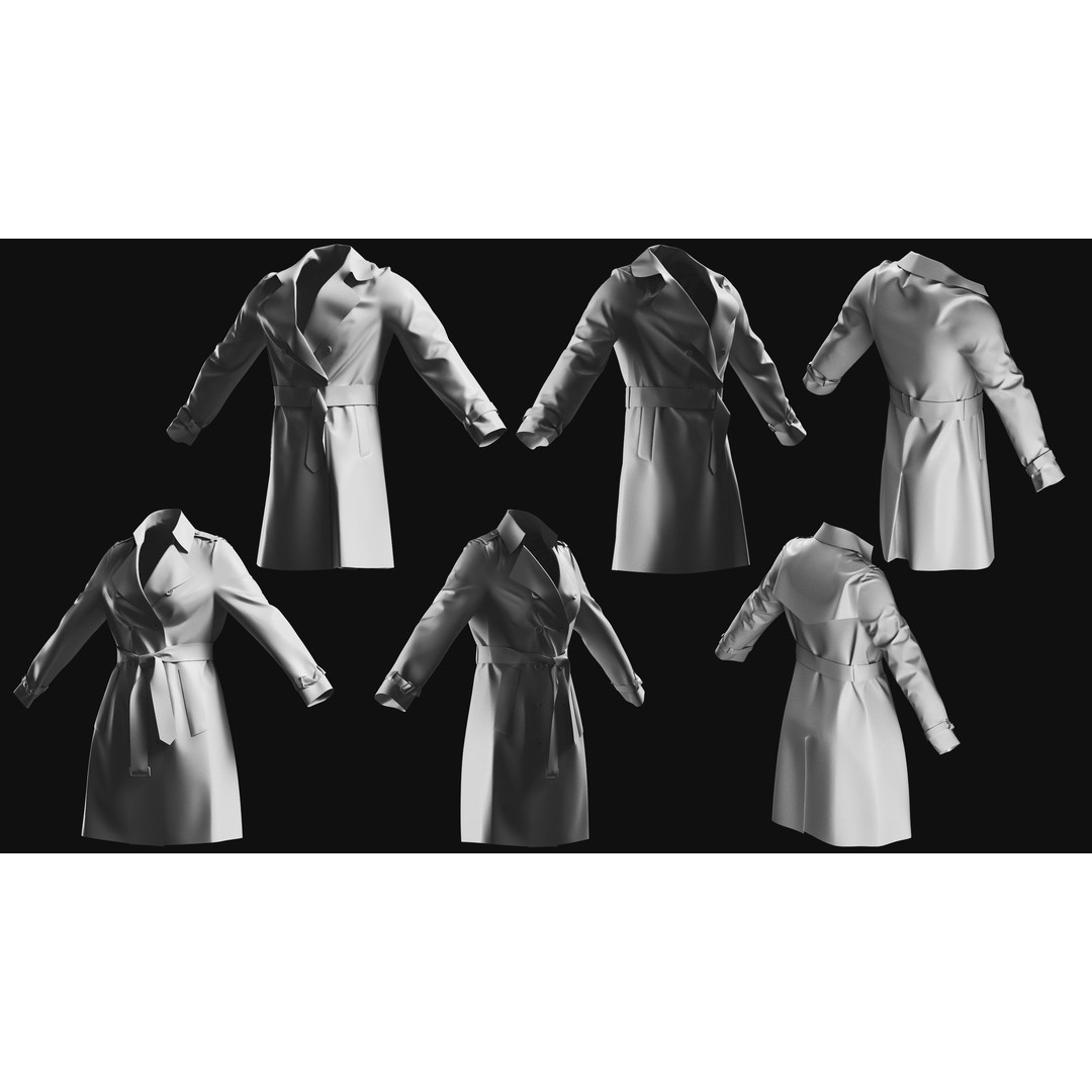 Basemesh Coat Jacket Collection 3D Model – High Poly Clothing Set, FBX - View 11