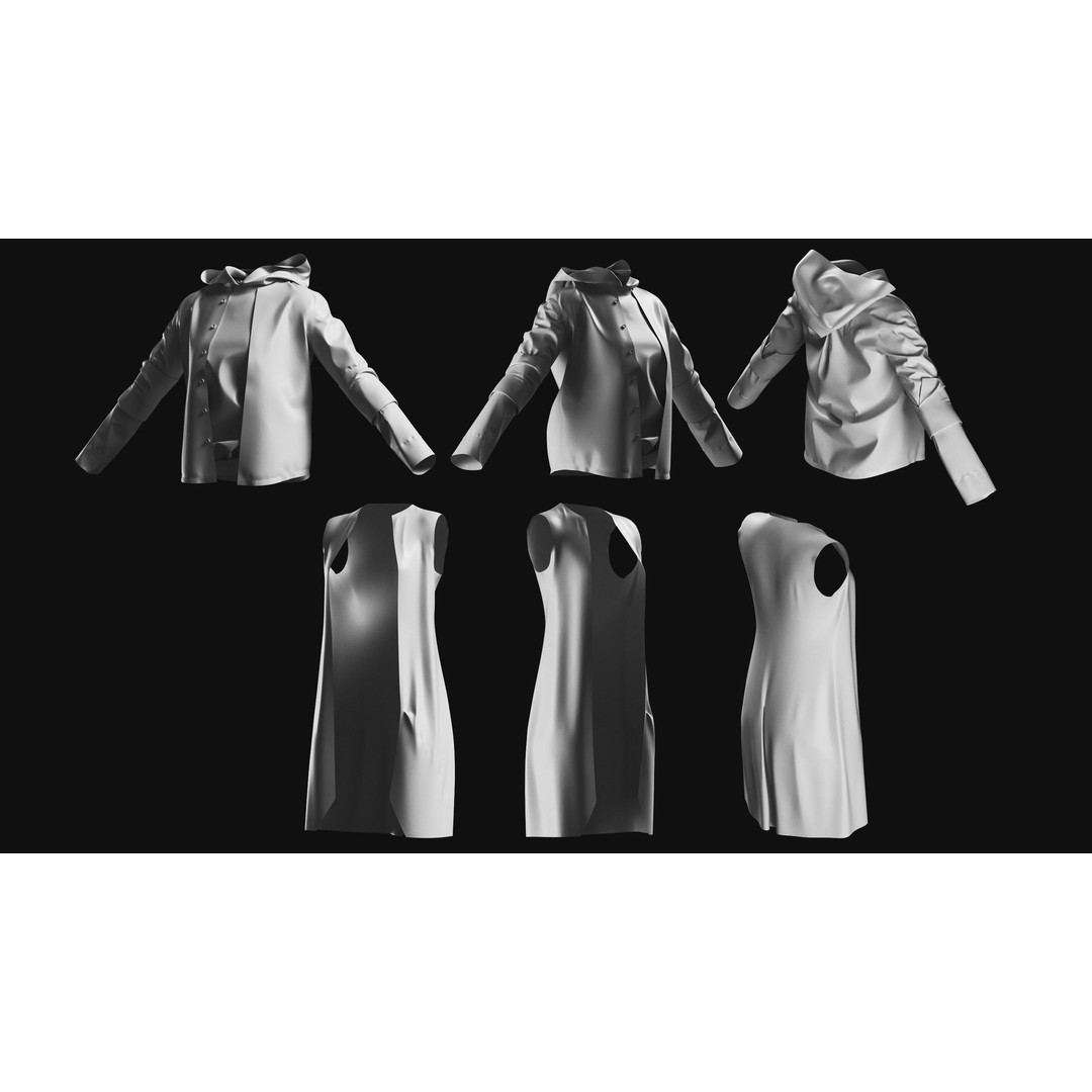 Basemesh Coat Jacket Collection 3D Model – High Poly Clothing Set, FBX - View 13