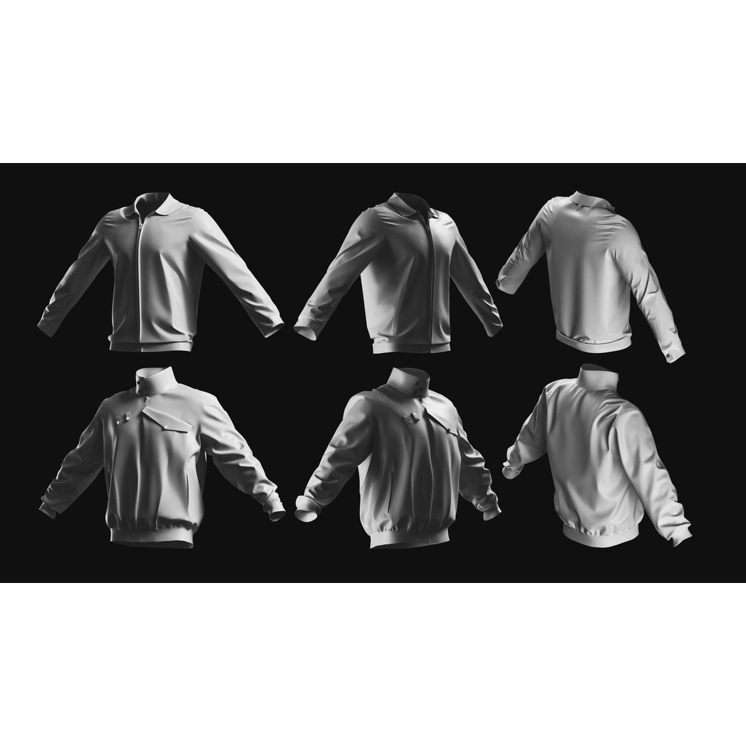 Basemesh Coat Jacket Collection 3D Model – High Poly Clothing Set, FBX - View 14