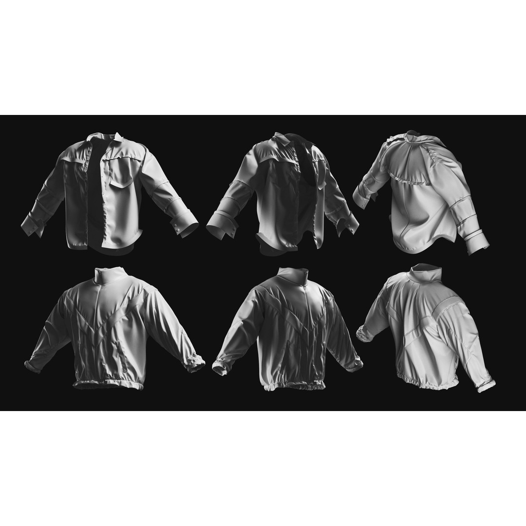 Basemesh Coat Jacket Collection 3D Model – High Poly Clothing Set, FBX - View 15