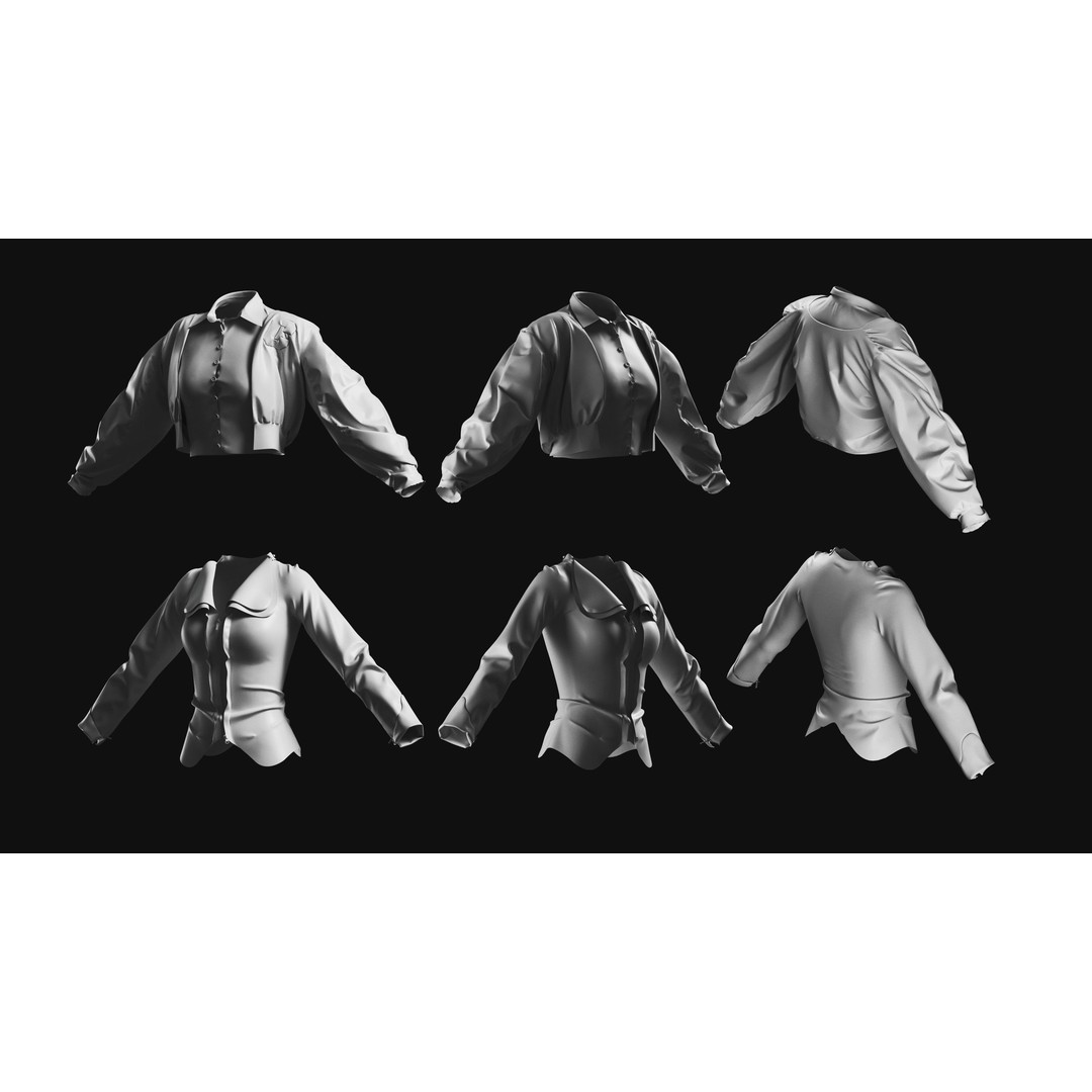 Basemesh Coat Jacket Collection 3D Model – High Poly Clothing Set, FBX - View 17
