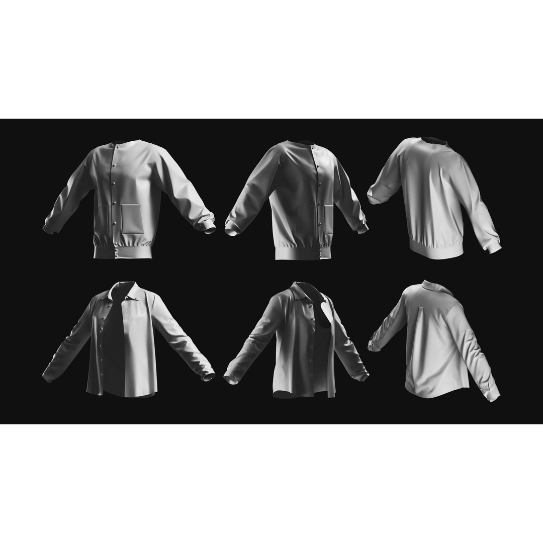 Basemesh Coat Jacket Collection 3D Model – High Poly Clothing Set, FBX - View 18