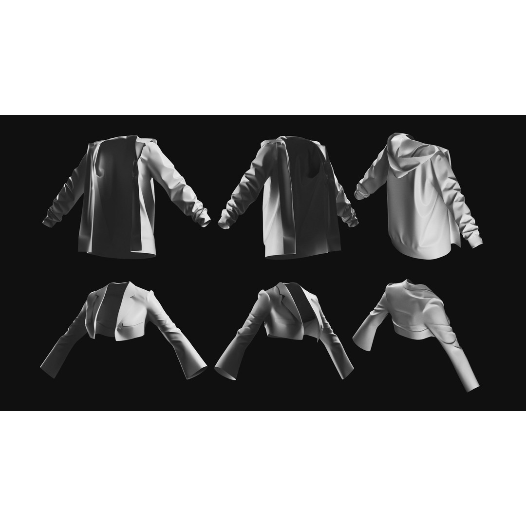Basemesh Coat Jacket Collection 3D Model – High Poly Clothing Set, FBX - View 19