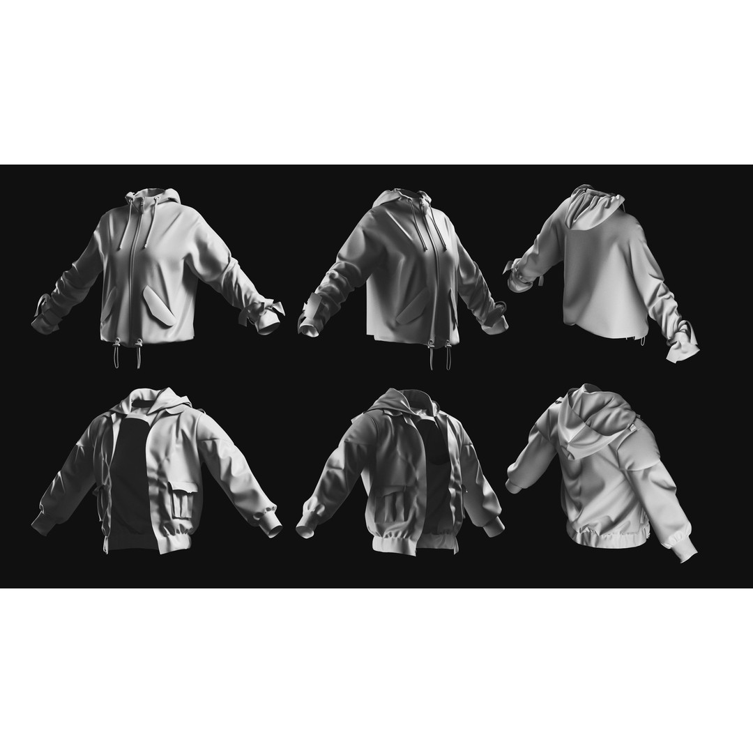 Basemesh Coat Jacket Collection 3D Model – High Poly Clothing Set, FBX - View 22