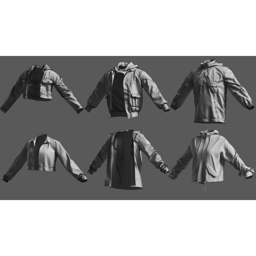 Basemesh Coat Jacket Collection 3D Model – High Poly Clothing Set, FBX - View 24