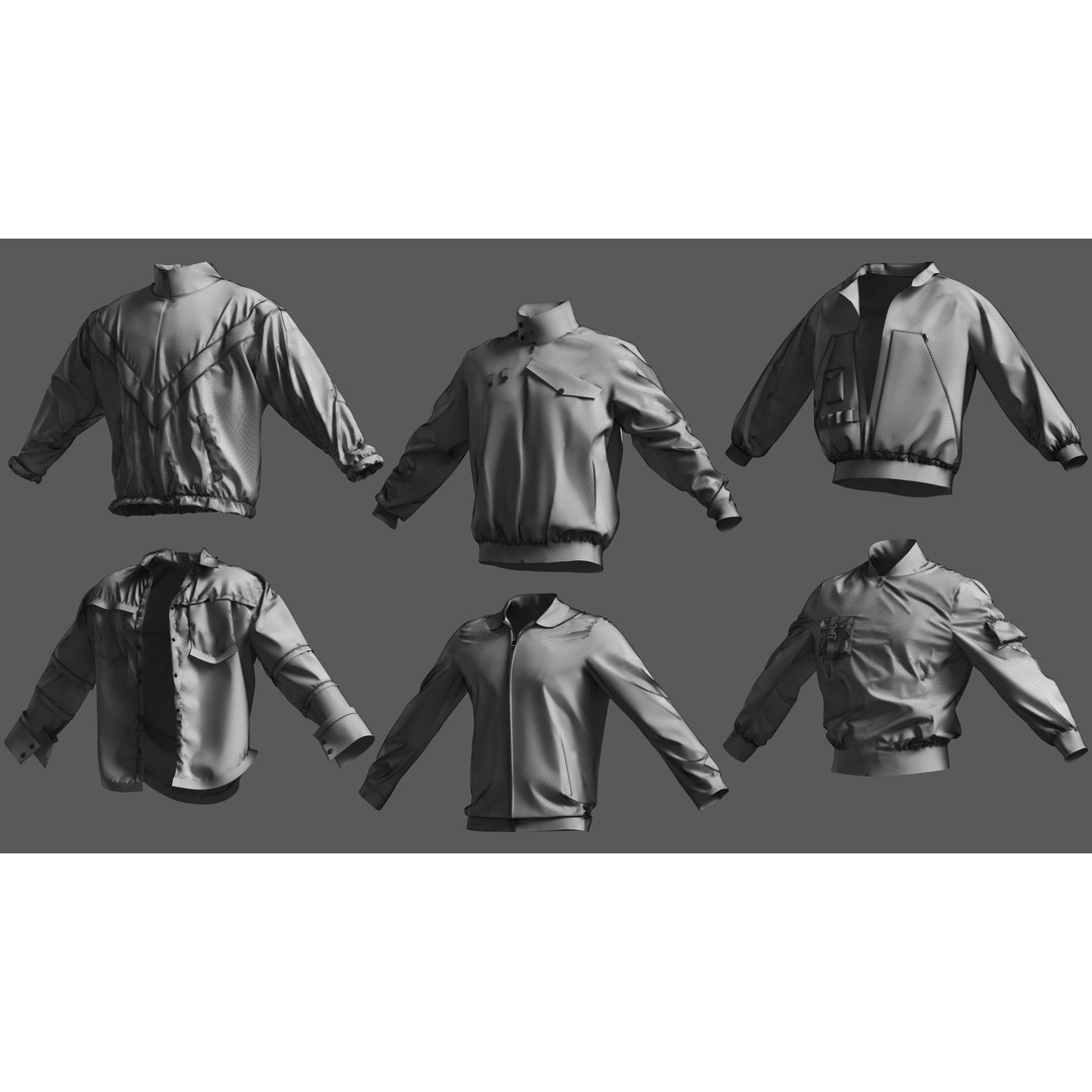 Basemesh Coat Jacket Collection 3D Model – High Poly Clothing Set, FBX - View 26