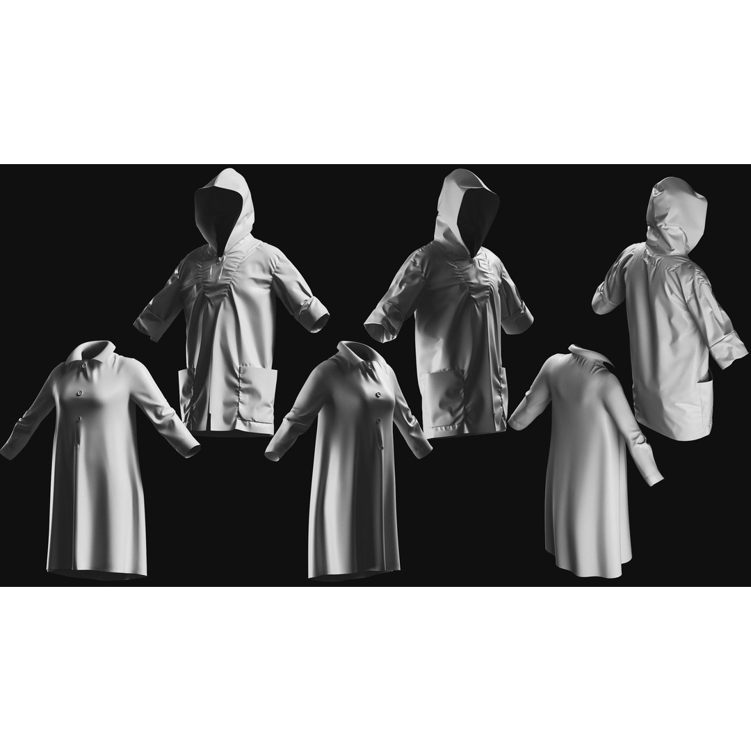 Basemesh Coat Jacket Collection 3D Model – High Poly Clothing Set, FBX - View 7