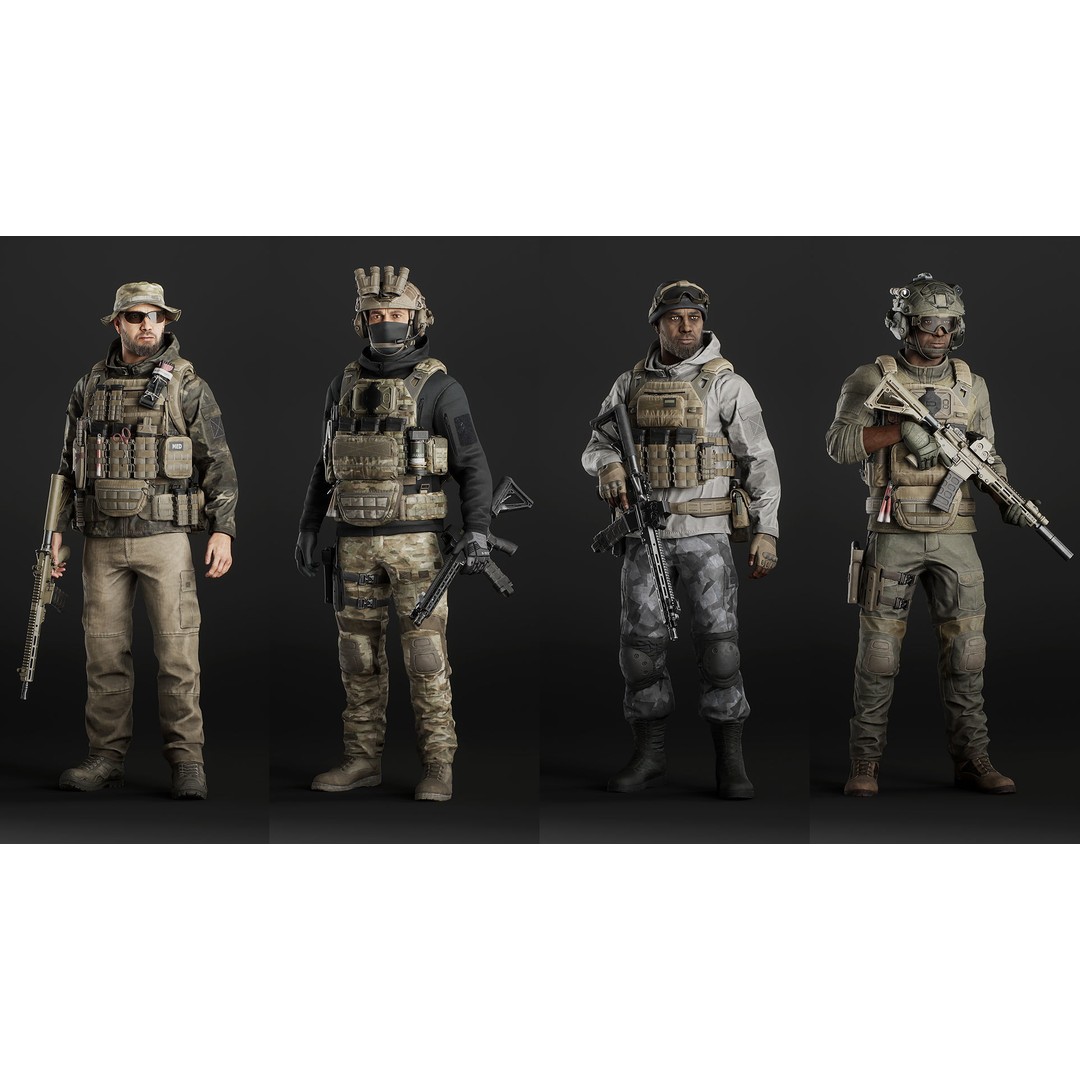 Modular Military Soldier 3D Model – Low Poly Game Ready Character, FBX - View 11