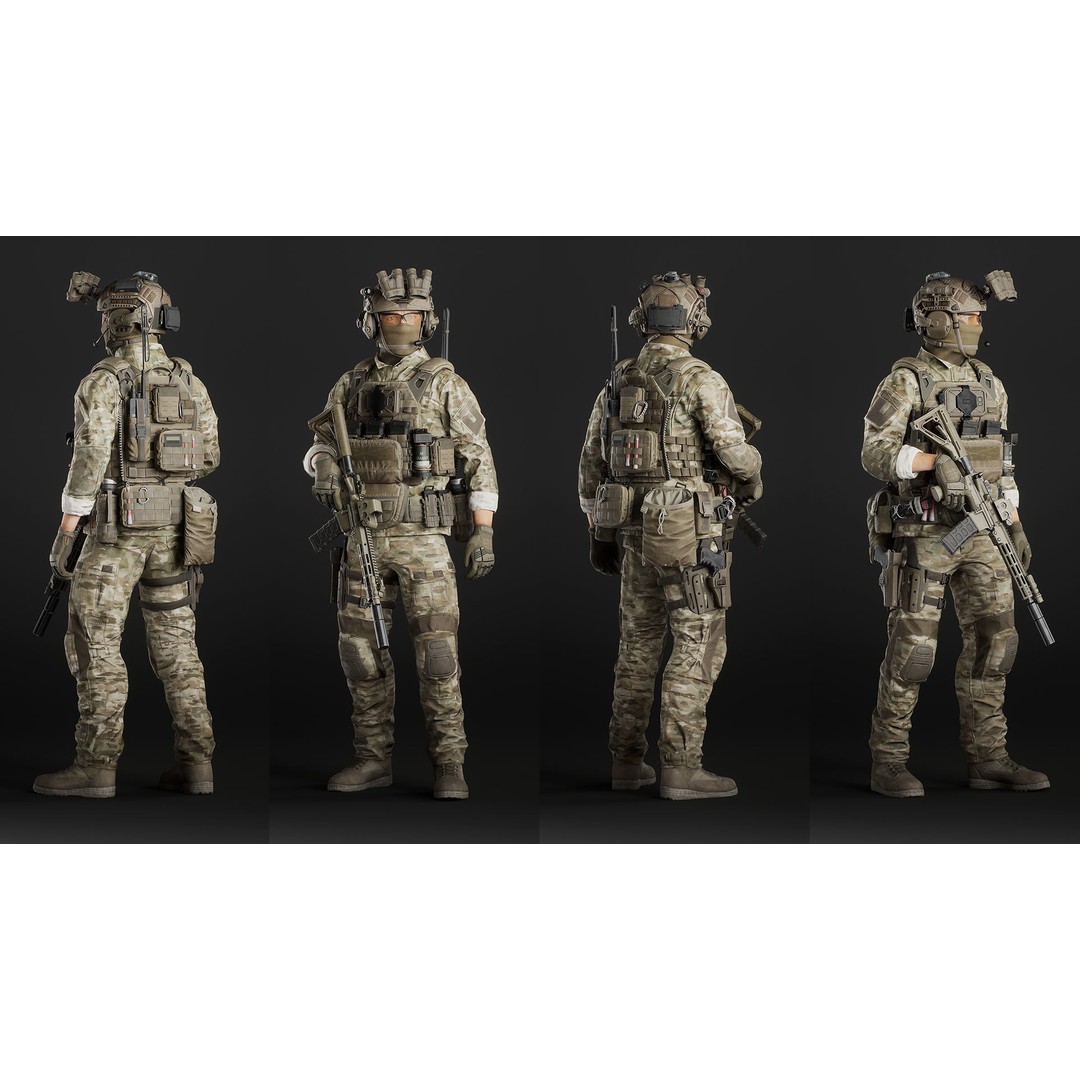 Modular Military Soldier 3D Model – Low Poly Game Ready Character, FBX - View 13