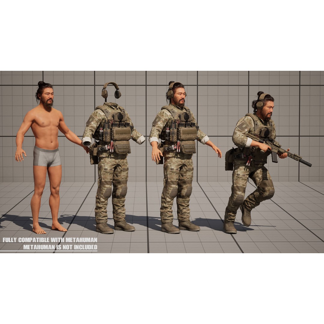 Modular Military Soldier 3D Model – Low Poly Game Ready Character, FBX - View 15