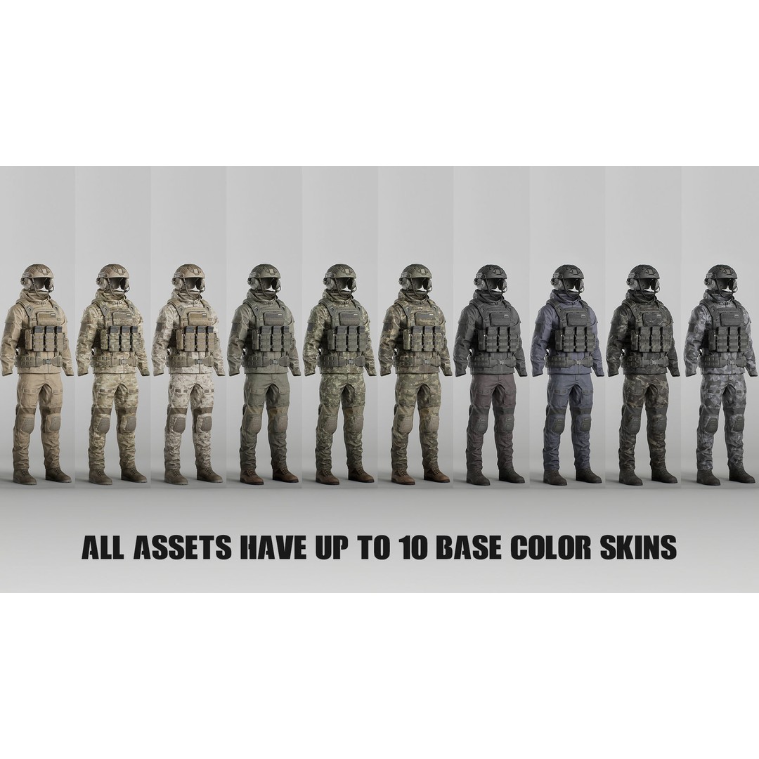 Modular Military Soldier 3D Model – Low Poly Game Ready Character, FBX - View 16