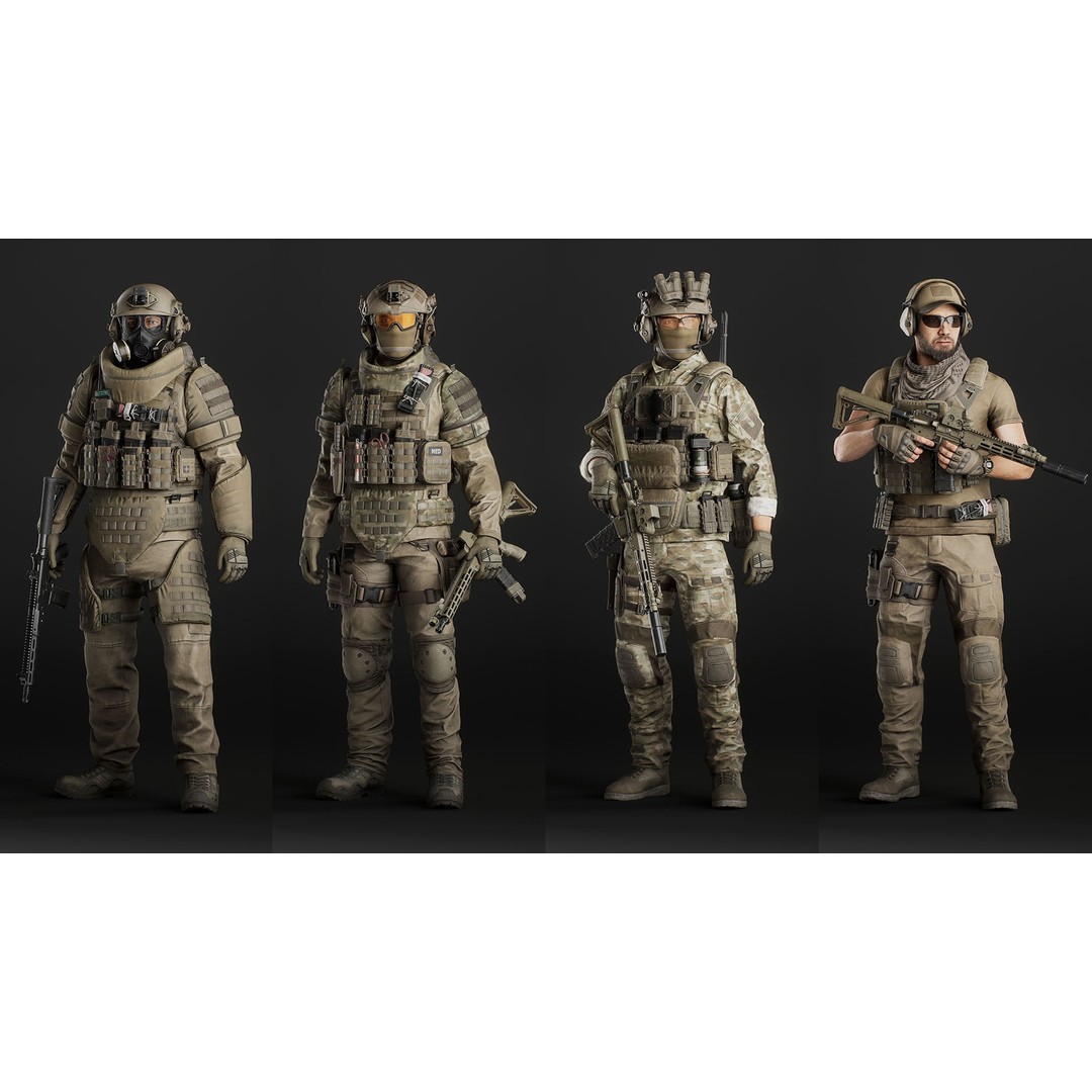 Modular Military Soldier 3D Model – Low Poly Game Ready Character, FBX - View 7