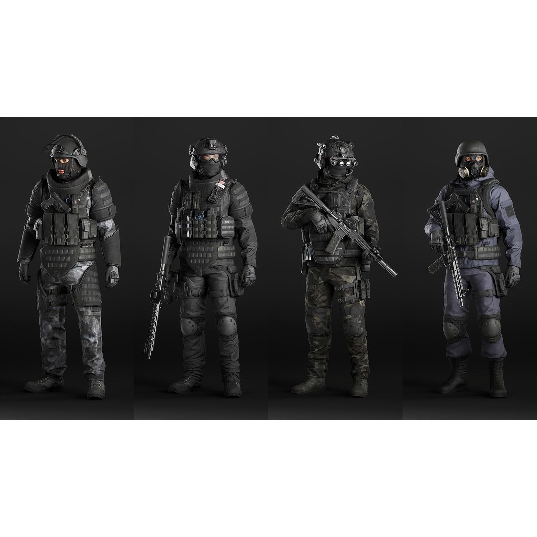 Modular Military Soldier 3D Model – Low Poly Game Ready Character, FBX - View 9