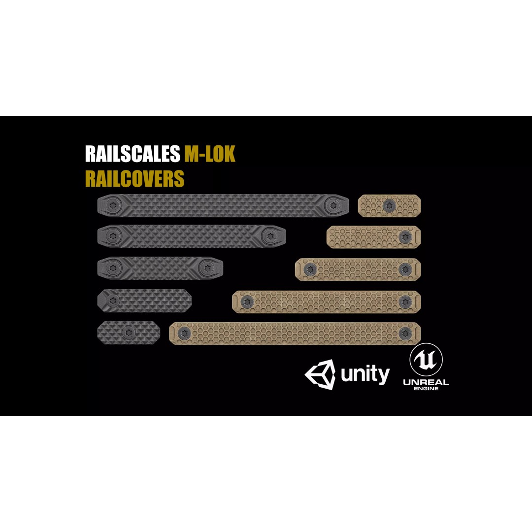 RailScales M-LOK Railcovers 3D Model – Low Poly Tactical Asset, FBX - View 2