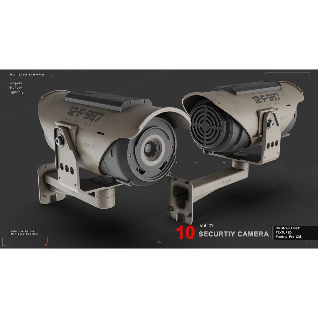 Security Camera 3D Model – Low Poly PBR Asset, FBX & OBJ Formats