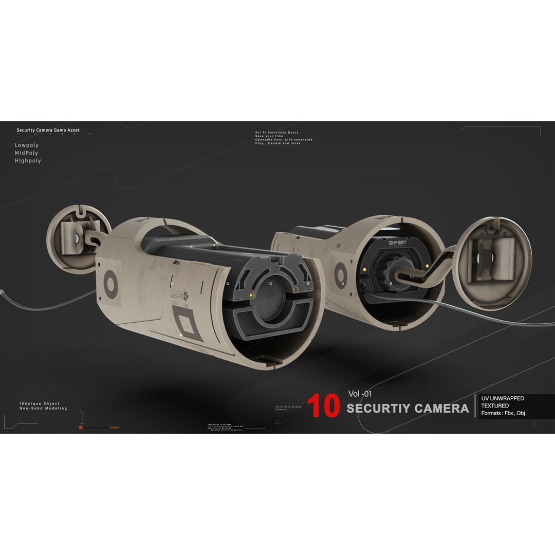 Security Camera 3D Model – Low Poly PBR Asset, FBX & OBJ Formats - View 5