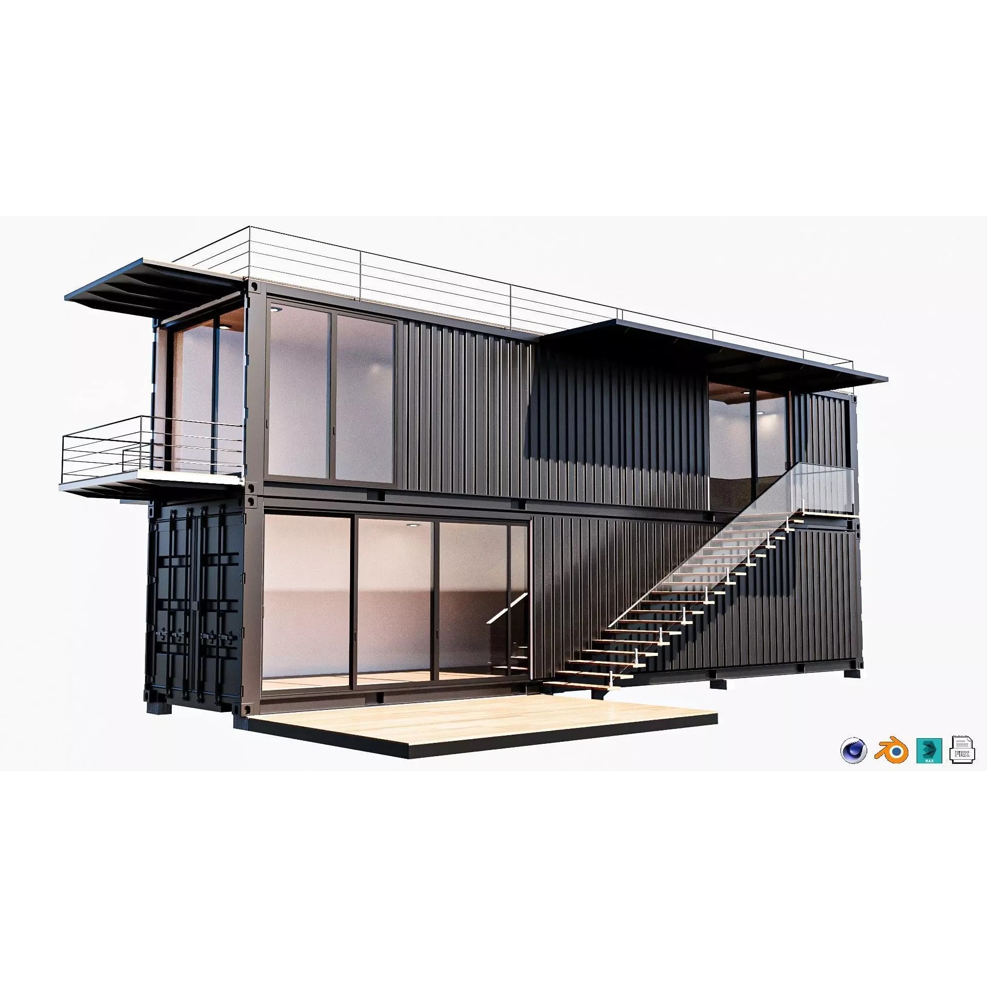 Container House - Game-Ready 3D Model - View 2