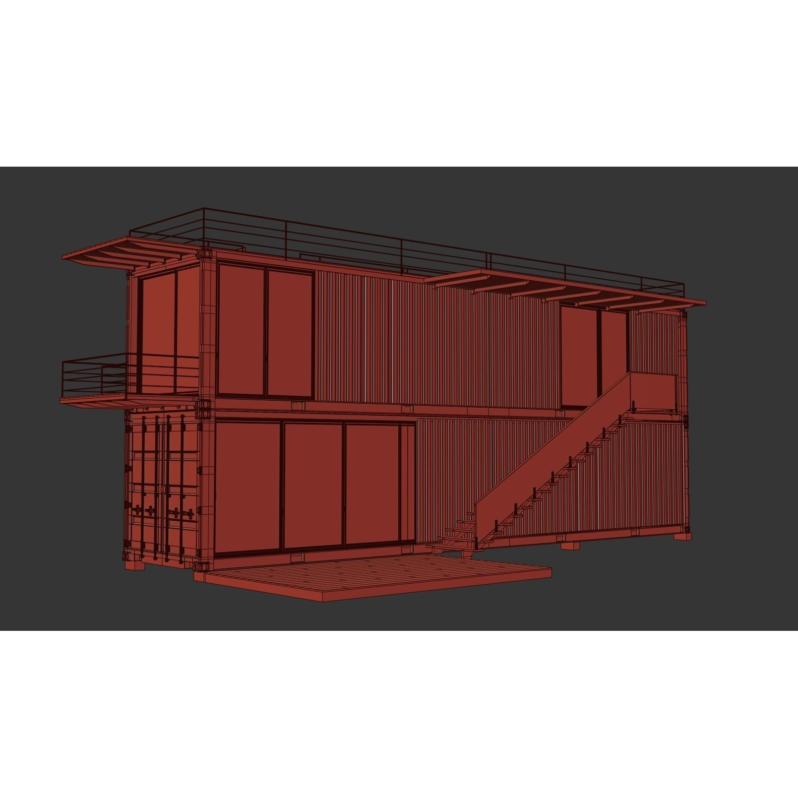 Container House - Game-Ready 3D Model - View 25