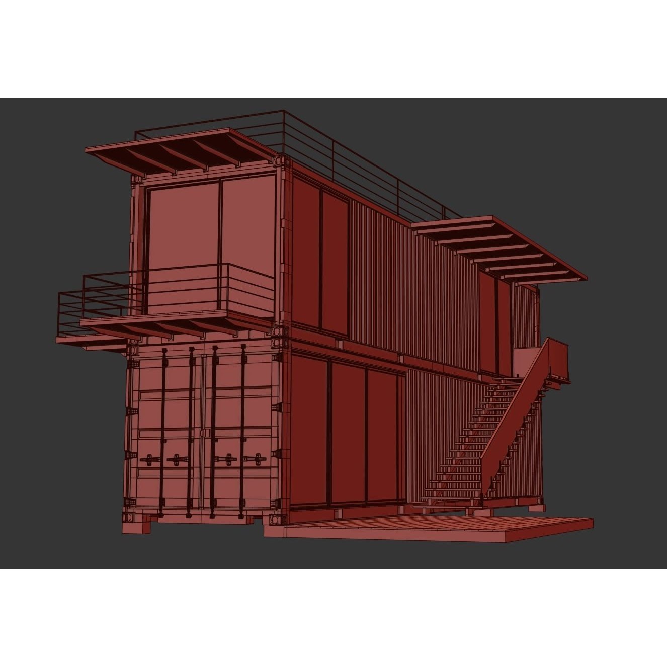 Container House - Game-Ready 3D Model - View 28