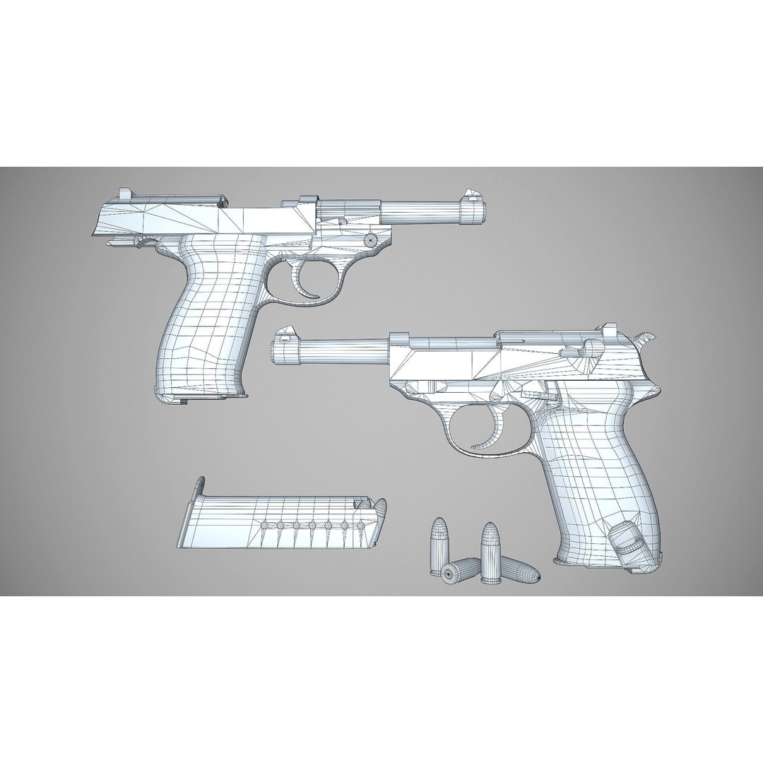 Walther P38 3D Model – Low Poly PBR Game Asset, FBX