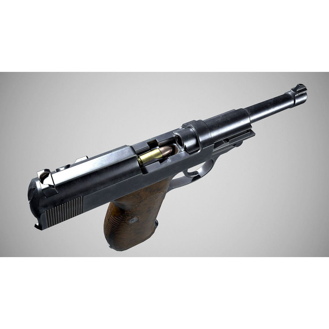 Walther P38 3D Model – Low Poly PBR Game Asset, FBX - View 10