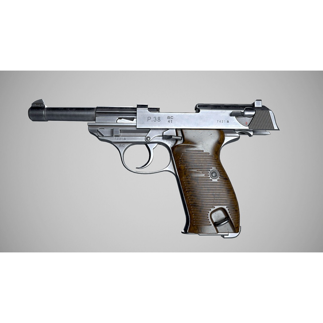 Walther P38 3D Model – Low Poly PBR Game Asset, FBX - View 11