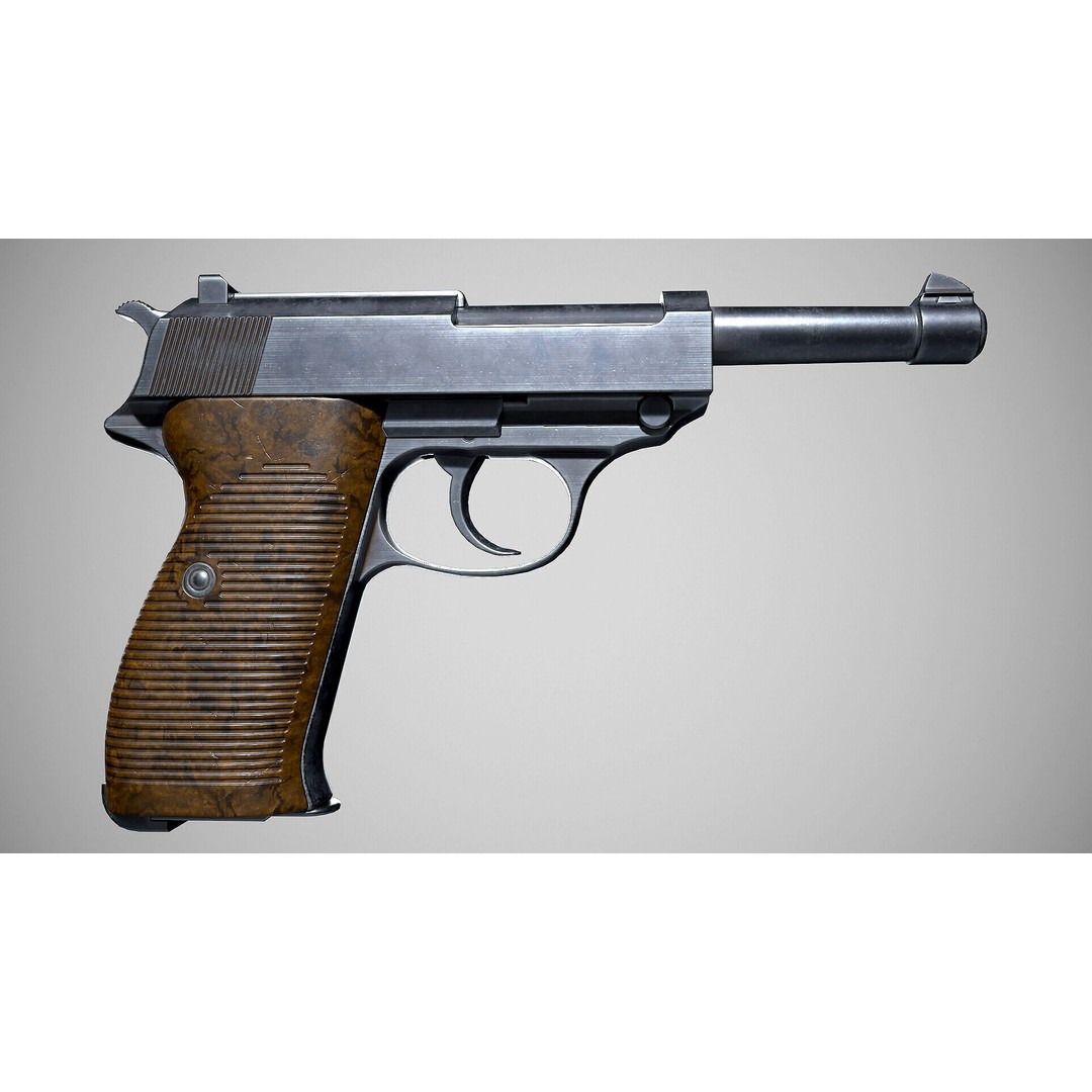 Walther P38 3D Model – Low Poly PBR Game Asset, FBX - View 4