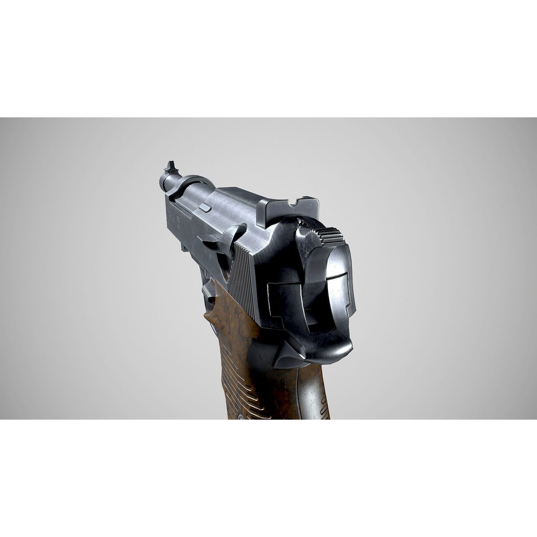 Walther P38 3D Model – Low Poly PBR Game Asset, FBX - View 5