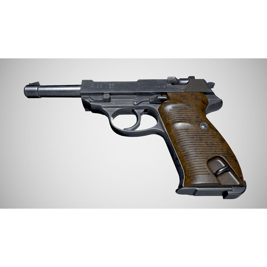 Walther P38 3D Model – Low Poly PBR Game Asset, FBX - View 7