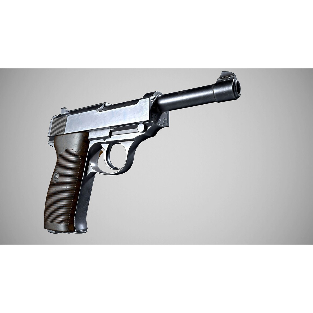 Walther P38 3D Model – Low Poly PBR Game Asset, FBX - View 8