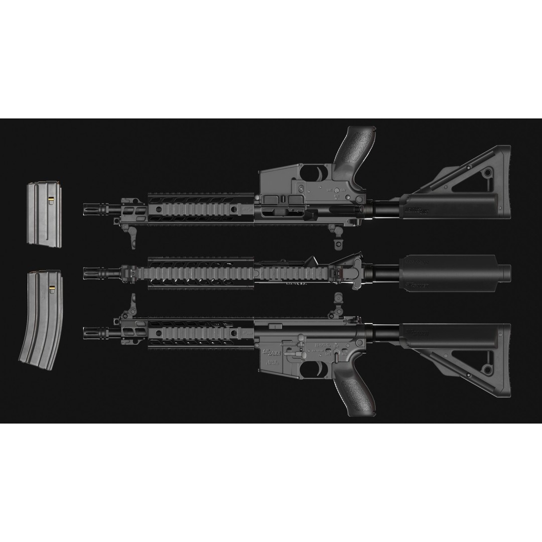 SIG Sauer SIG516 Assault Rifle 3D Model – Low Poly Game Asset, FBX - View 10
