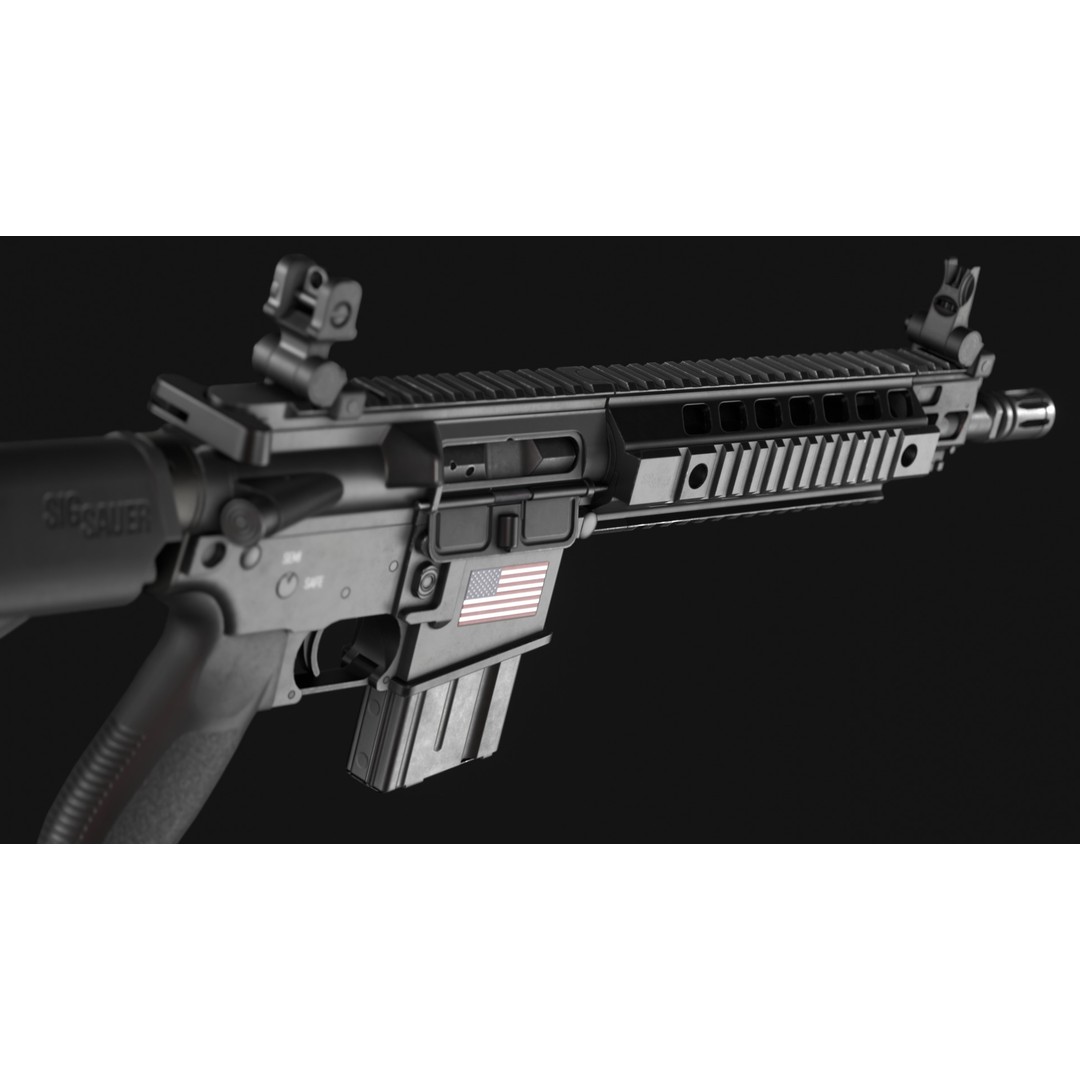 SIG Sauer SIG516 Assault Rifle 3D Model – Low Poly Game Asset, FBX - View 11