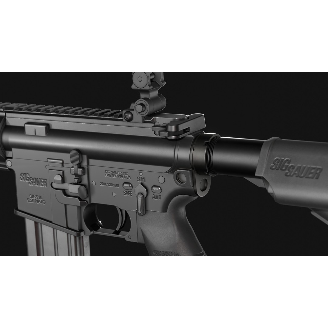 SIG Sauer SIG516 Assault Rifle 3D Model – Low Poly Game Asset, FBX - View 12