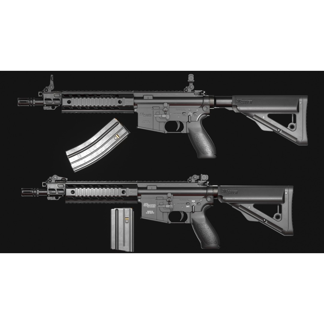 SIG Sauer SIG516 Assault Rifle 3D Model – Low Poly Game Asset, FBX - View 13