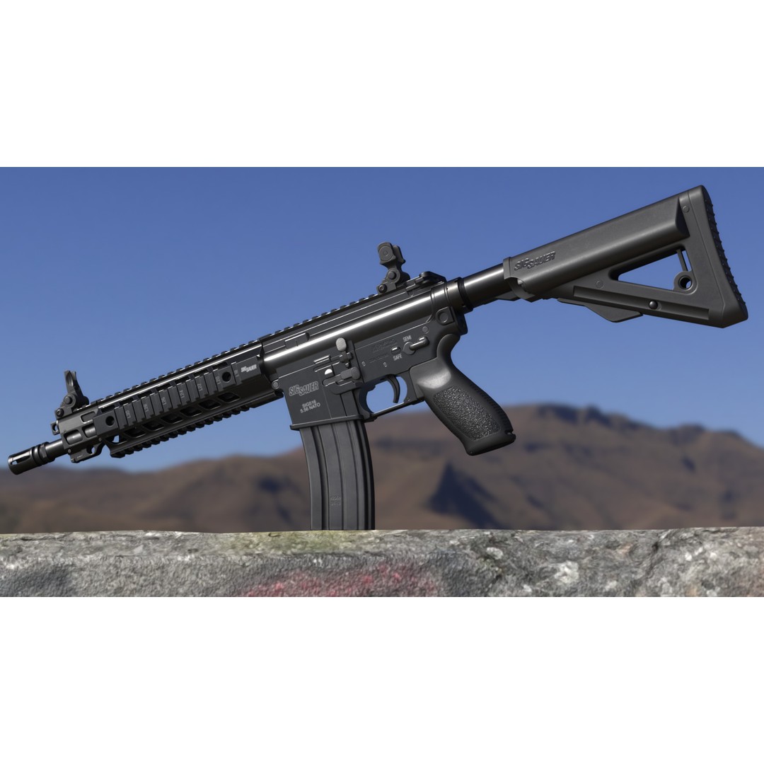 SIG Sauer SIG516 Assault Rifle 3D Model – Low Poly Game Asset, FBX - View 4