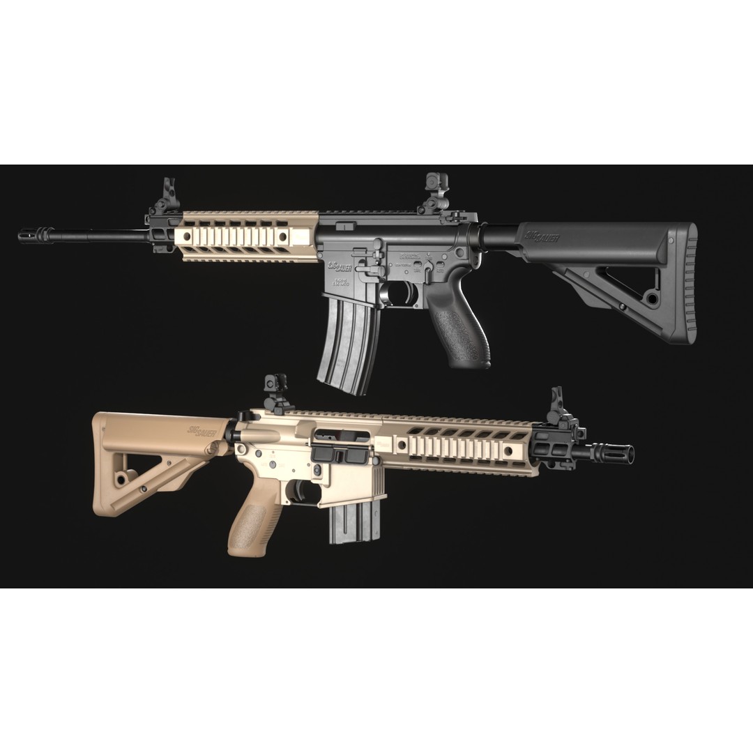 SIG Sauer SIG516 Assault Rifle 3D Model – Low Poly Game Asset, FBX - View 6